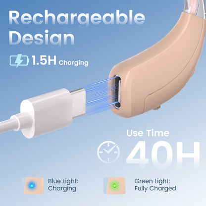 Delmicure Digital Hearing Aids for Seniors, Rechargeable, Noise Reduction, Pair, Beige, VHP-1721