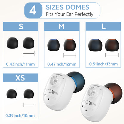 Dual-ear personal sound device white with multiple ear tip sizes
