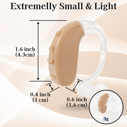 Delmicure VHP-703 Hearing Aid - Rechargeable Digital Hearing Amplifier for Adults, Beige