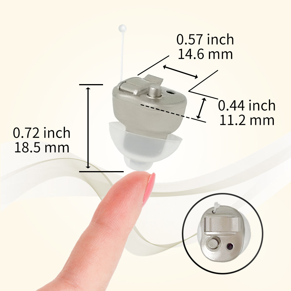 Delmicure VHP-603 Hearing Amplifiers for Seniors, ITE Hearing Aids with Replaceable Battery, Binaural (Gold)