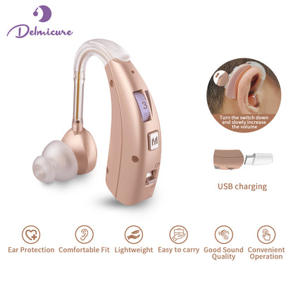 Delmicure VHP-1303 Hearing Aid For Seniors with 2 Frequency Modes, Single Machine, Beige-1
