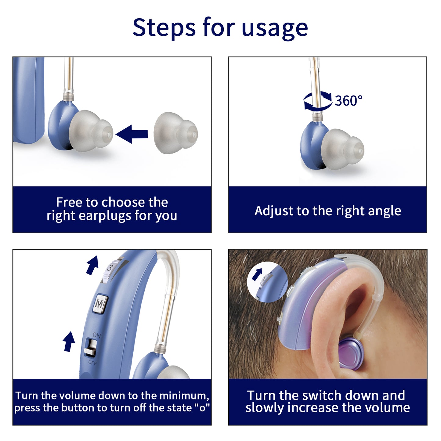 Delmicure VHP-1303 Hearing Aid For Seniors with 2 Frequency Modes, Single Machine, Blue-8