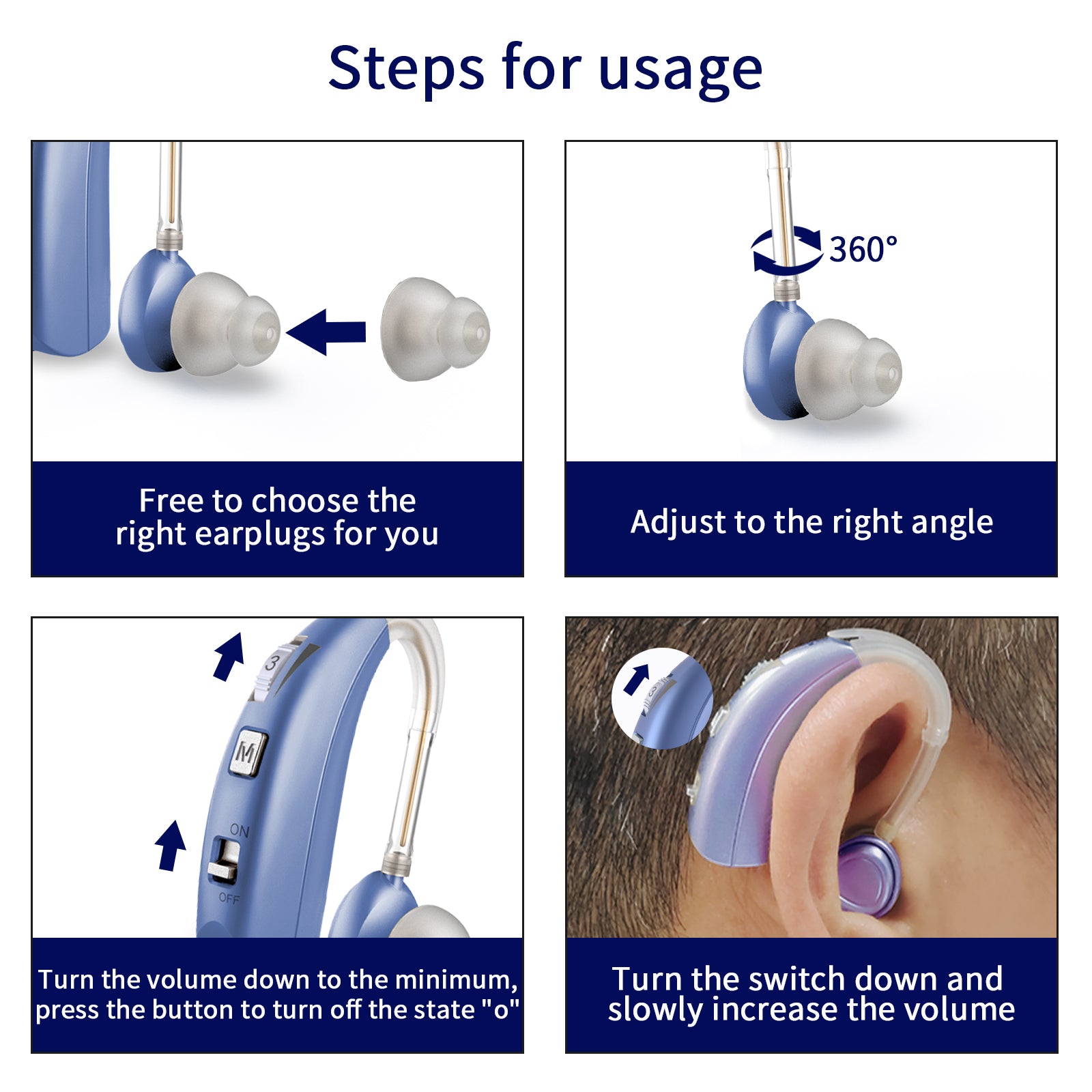 Delmicure VHP-1303 Hearing Aid For Seniors with 2 Frequency Modes, Single Machine, Blue-8