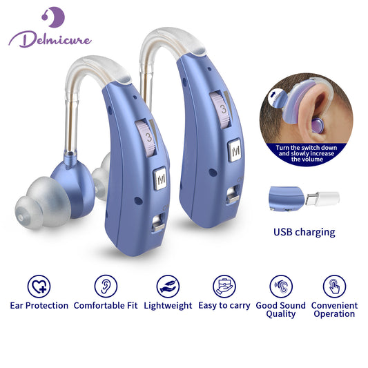 Delmicure VHP-1303 Hearing Aids For Seniors with 2 Frequency Modes, Dual Machine, Blue_1
