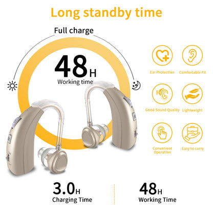 Delmicure VHP-1303 Hearing Aids For Seniors with 2 Frequency Modes, Dual Machine, Gold-2
