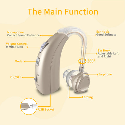 Delmicure VHP-1303 Hearing Aids For Seniors with 2 Frequency Modes, Dual Machine, Gold-4
