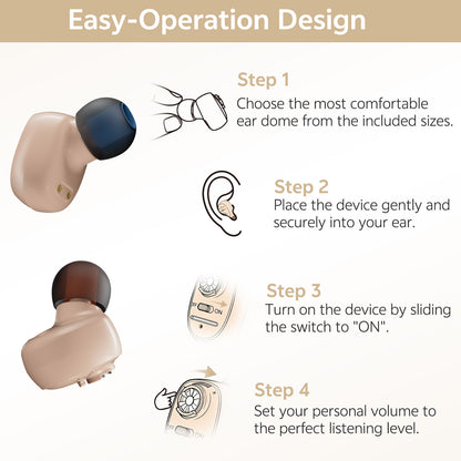 Delmicure VHP-1607 Personal Sound Device with Portable Charging Case – Binaural (Beige)