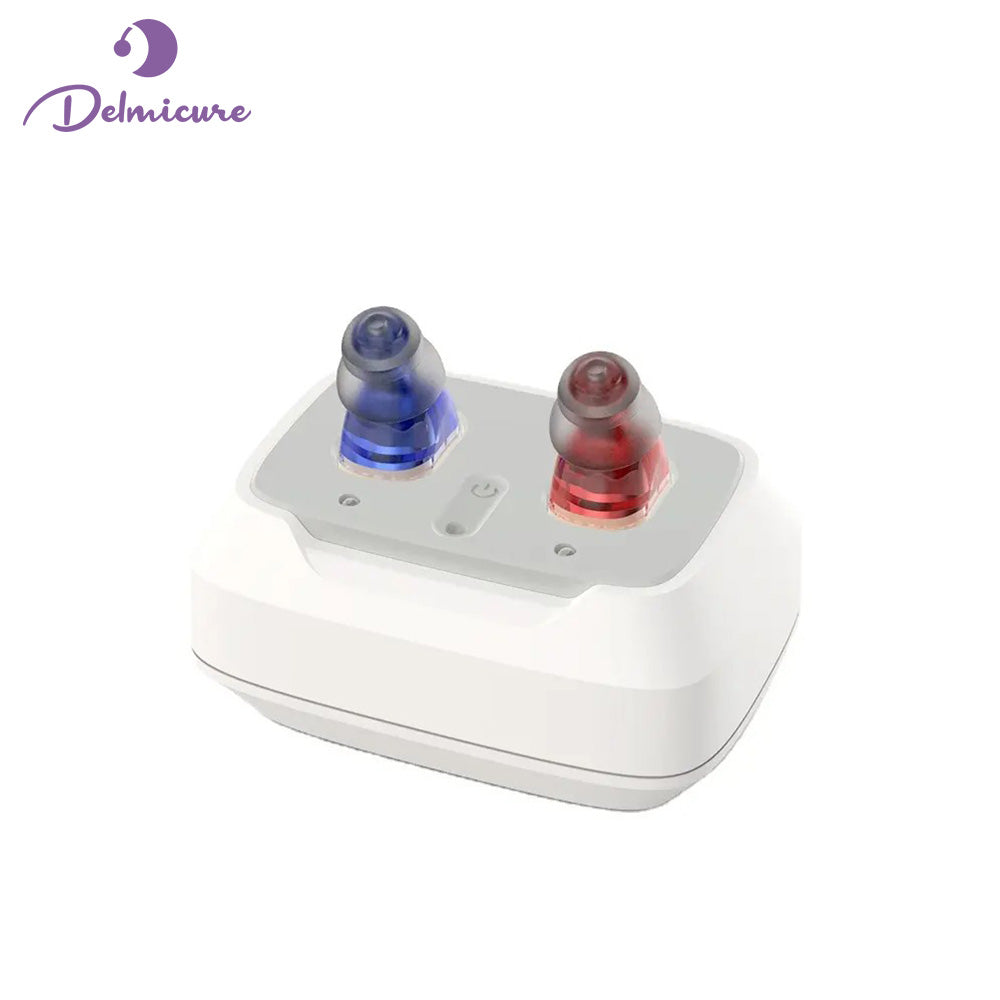Delmicure VHP-1631 Hearing Aids, Rechargeable Hearing Amplifiers with Charging Dock, Binaural_Beige_1
