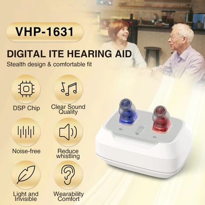 Delmicure VHP-1631 Hearing Aids, Rechargeable Hearing Amplifiers with Charging Dock, Binaural_Beige_3
