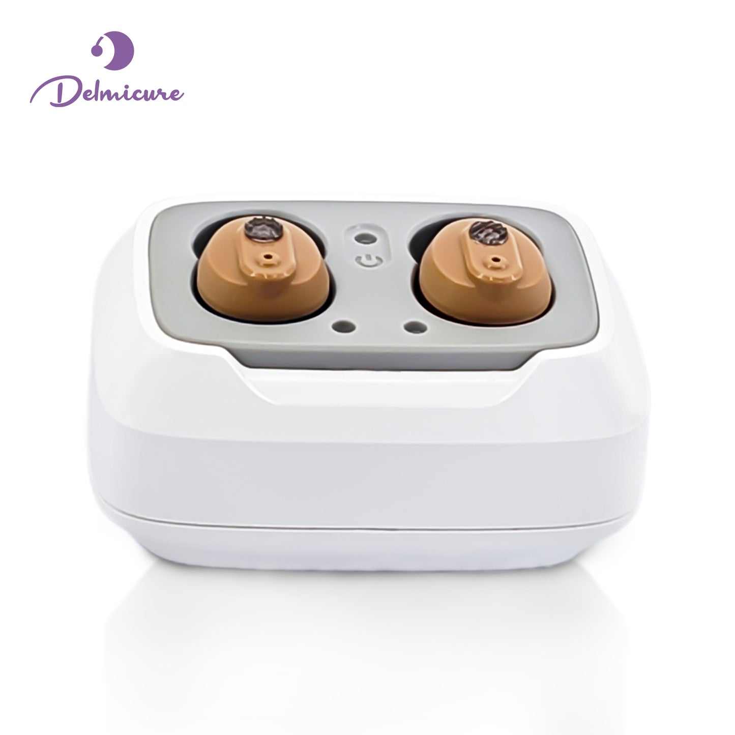 Delmicure VHP-1633 Hearing Aids, Rechargeable Hearing Amplifiers with Charging Dock, Binaural (Beige)_1
