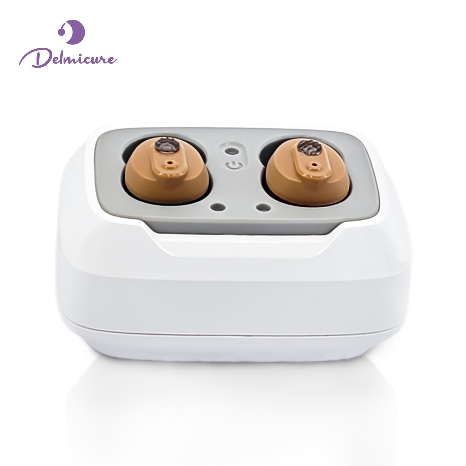 Delmicure VHP-1633 Hearing Aids, Rechargeable Hearing Amplifiers with Charging Dock, Binaural (Beige)_1
