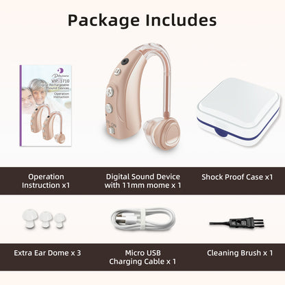 Delmicure VHP-1710 Digital Hearing Aids for Adults with 16 Channels & 4 Modes, for Hearing Loss, Single_Beige_6

