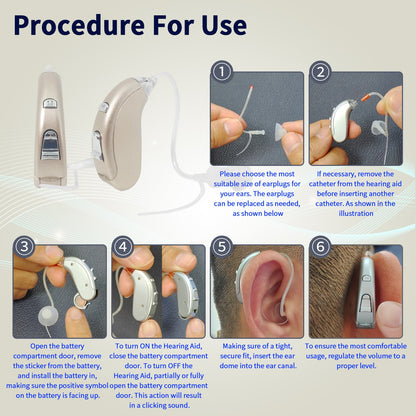 Delmicure VHP-702 Digital Hearing Aid - Rechargeable Digital Hearing Aid for Adults: BTE Device with Adjustable Volume and Mode, Clear Voice with Noise Cancelling Chip, Lightweight Design