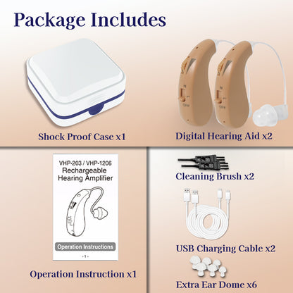 Delmicure VHP-1206 Hearing Aids for Seniors, Rechargeable Hearing Amplifiers for Hearing Loss, Binaural (Beige) - Mini Speaker