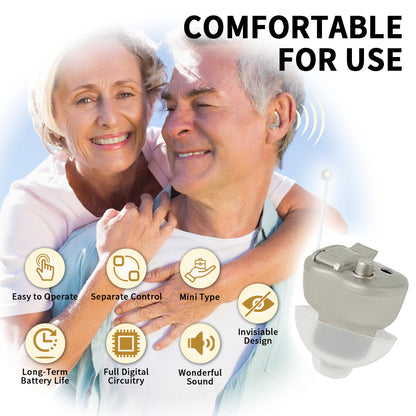 Delmicure VHP-603 Hearing Amplifier for Seniors, ITE Hearing Aid with Replaceable Battery, Single (Gold)