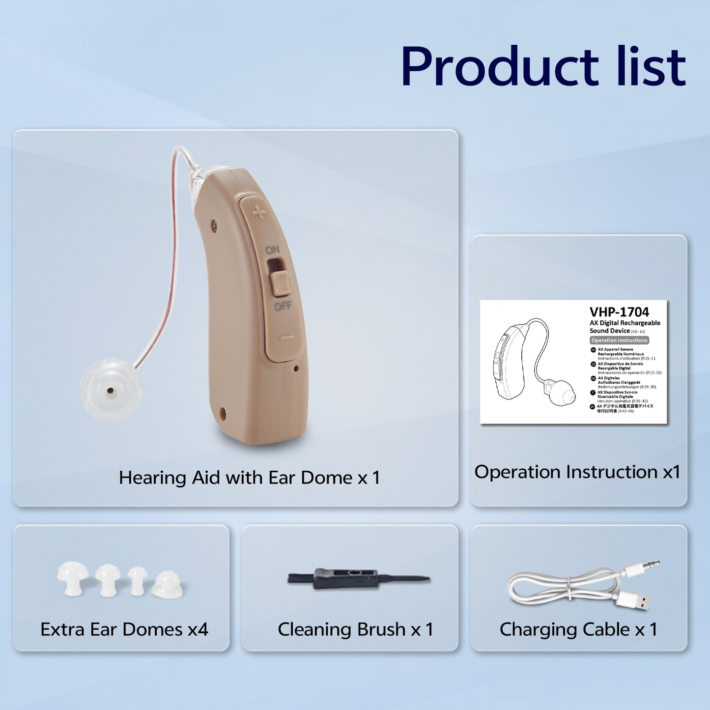 Delmicure VHP-1704 Hearing Aids, Single (Beige)