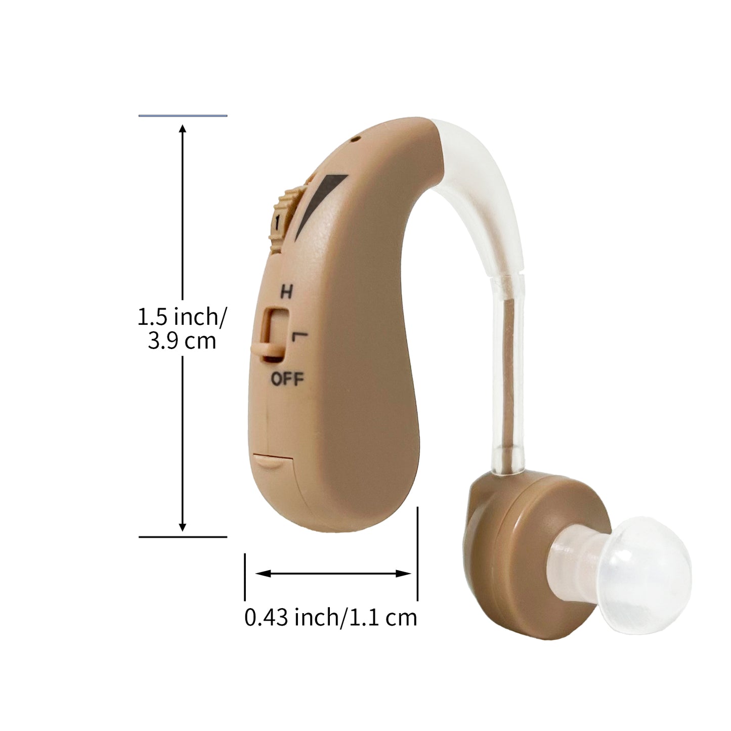 Delmicure HAP-20T Hearing Amplifier for Seniors, Sound Amplifier with Replaceable Battery, Single (Beige) - Upgrade