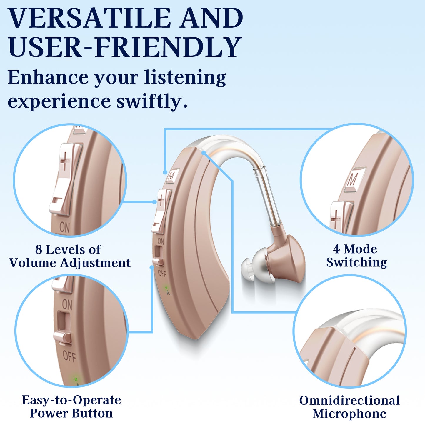 Delmicure VHP-1220AX Digital Hearing Aids, Binarual (Beige)