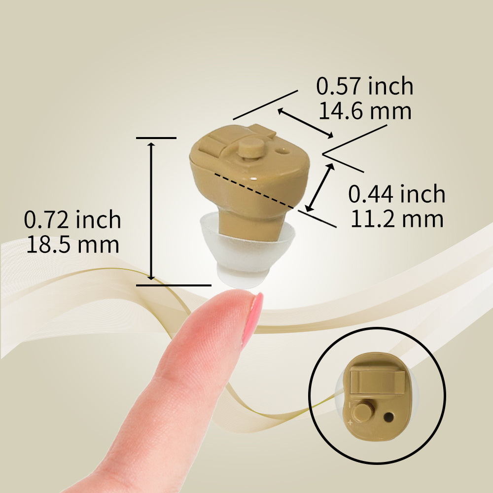 Delmicure VHP-603 Hearing Amplifier for Seniors, ITE Hearing Aid with Replaceable Battery, Single (Beige)