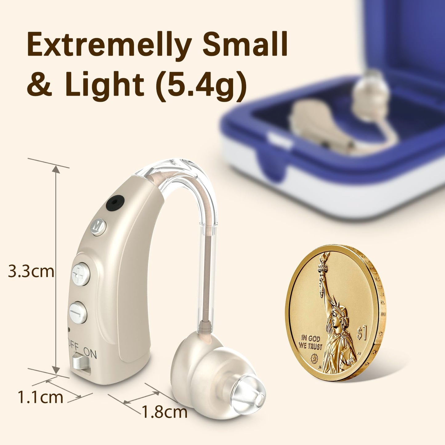 Delmicure VHP-1710 Digital Hearing Aids for Adults with 16 Channels & 4 Modes, for Hearing Loss, Binaural (Gold)