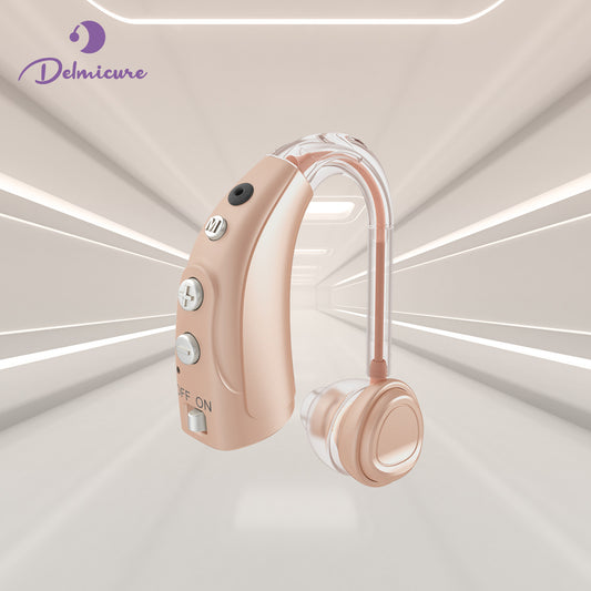 Delmicure VHP-1710 Digital Hearing Aids for Adults with 16 Channels & 4 Modes, for Hearing Loss, Single (Beige)