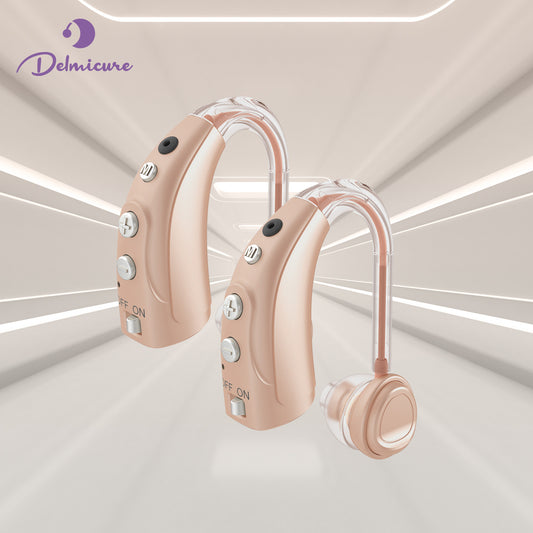 Delmicure VHP-1710 Digital Hearing Aids for Adults with 16 Channels & 4 Modes, for Hearing Loss, Binaural (Beige)