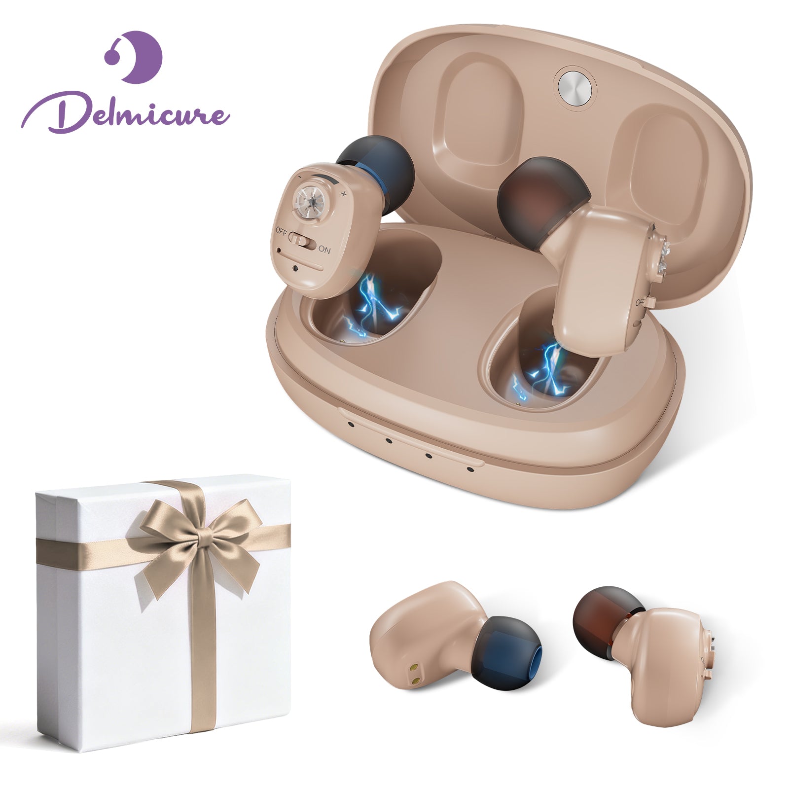 Delmicure VHP-1607 dual-ear personal sound device beige front view