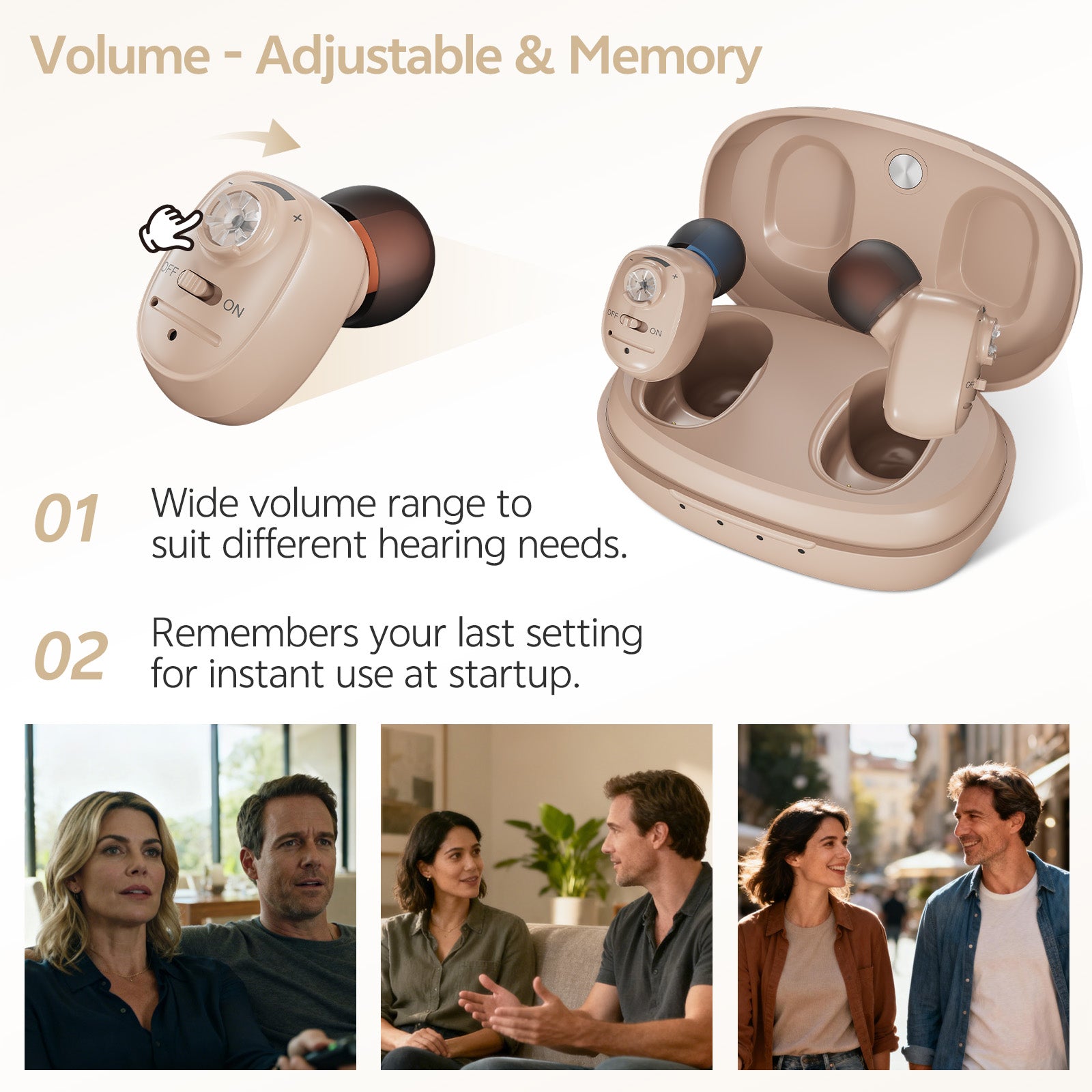 Dual-ear personal sound device beige control interface detail