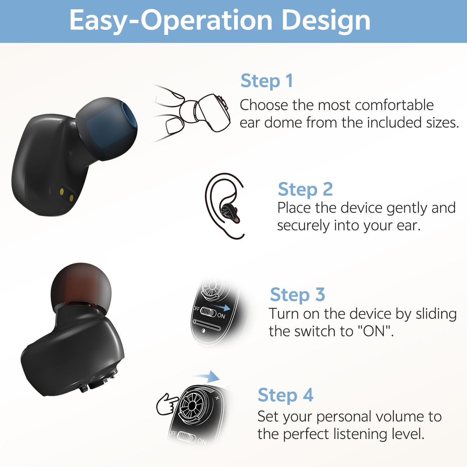 How to use dual-ear personal sound device black step-by-step guide