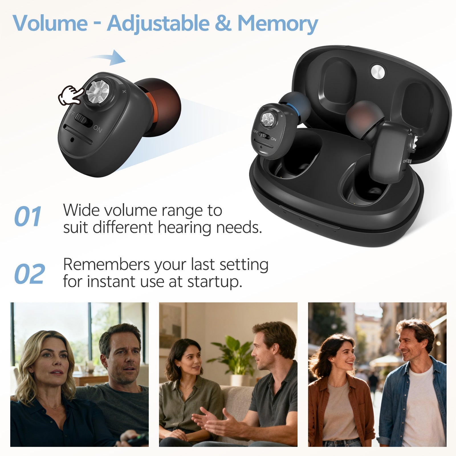 Dual-ear personal sound device black control interface detail