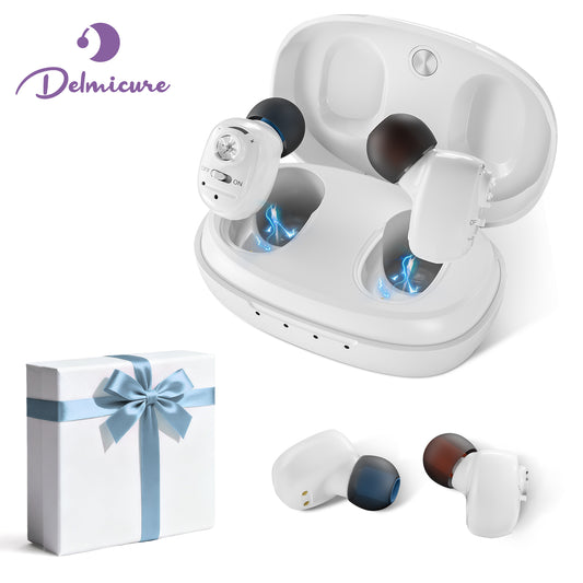 Delmicure VHP-1607 dual-ear personal sound device white front view