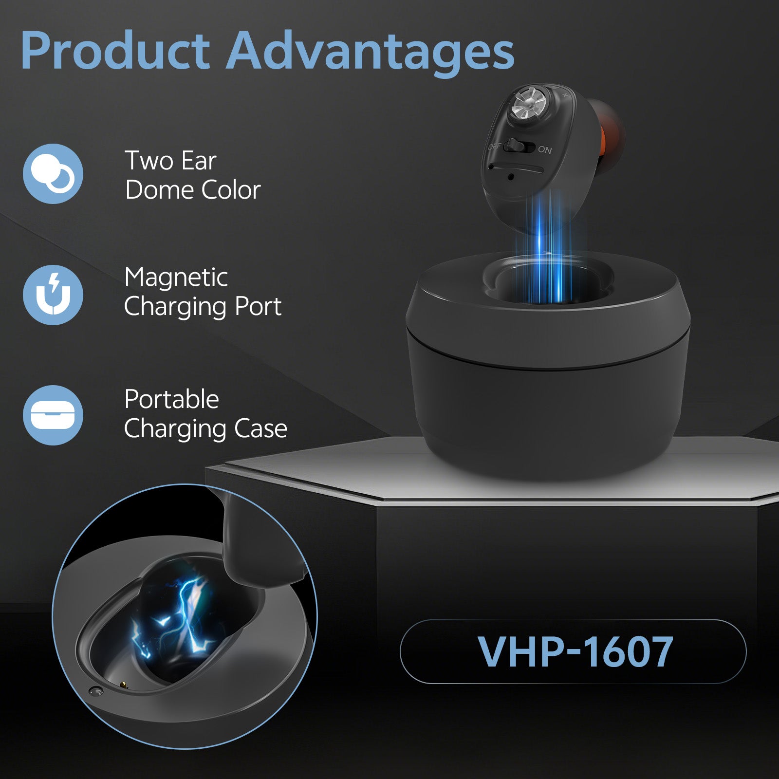 Key features of Delmicure VHP-1607 single-ear personal sound device black