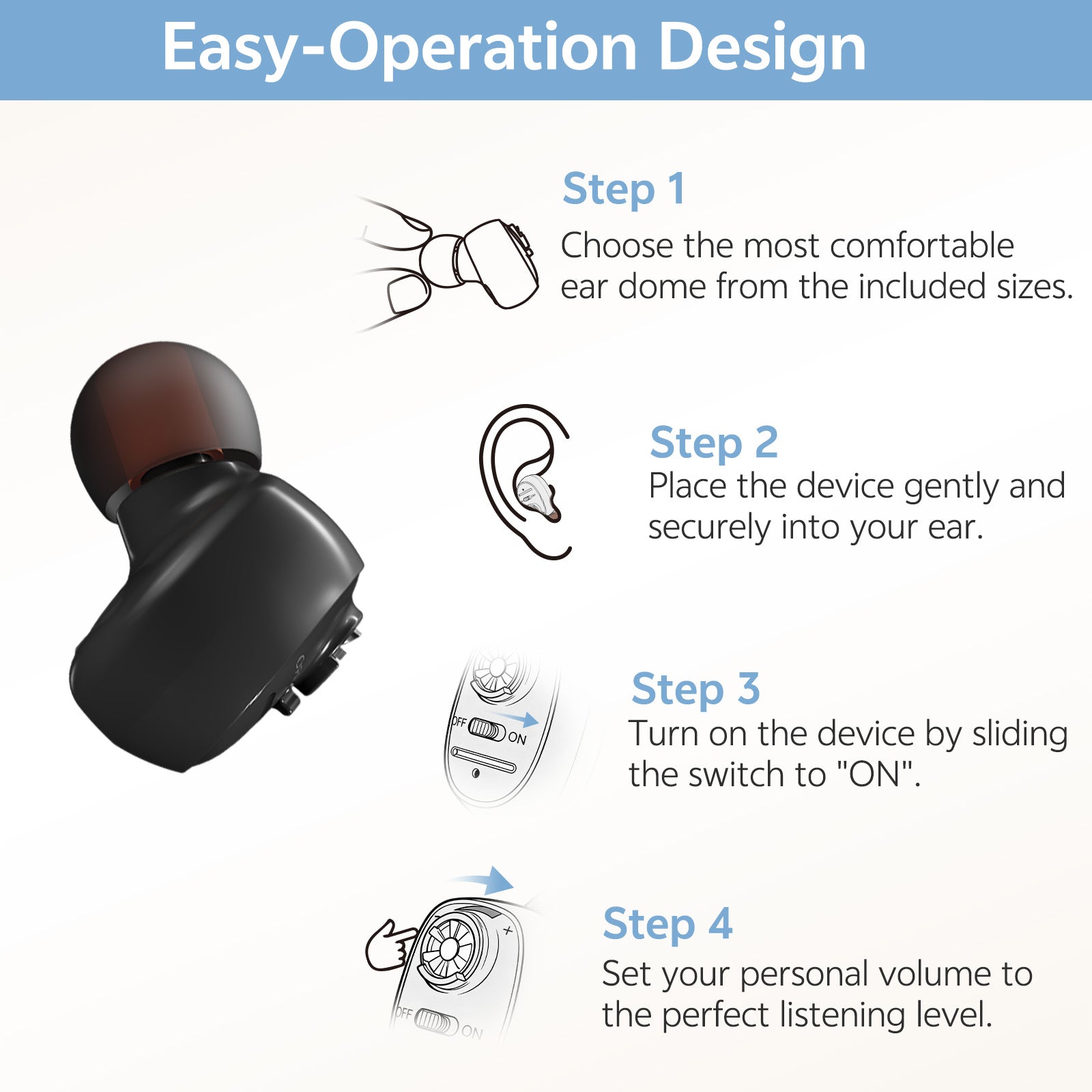 How to use single-ear personal sound device black step-by-step guide