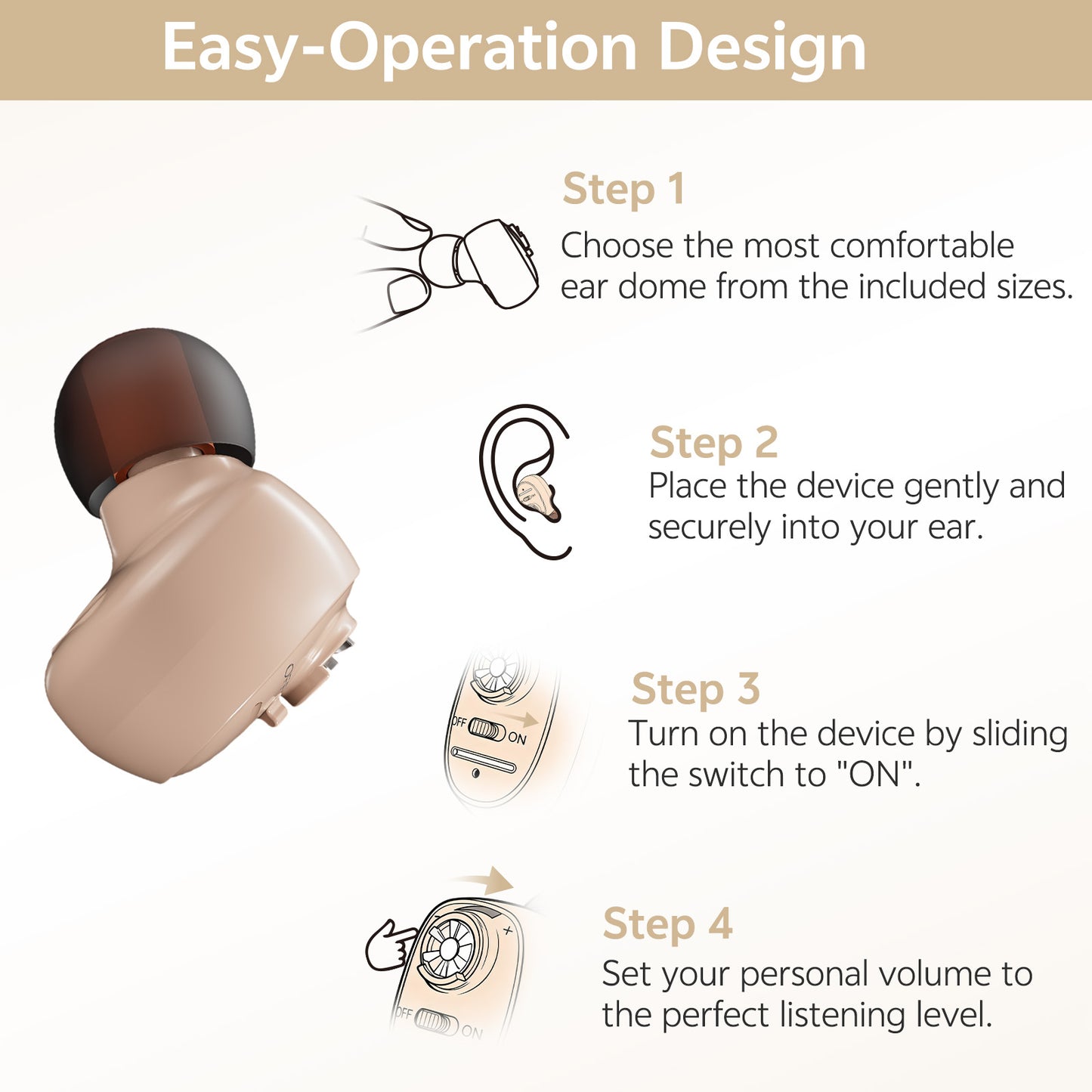 How to use single-ear hearing aid beige step-by-step guide