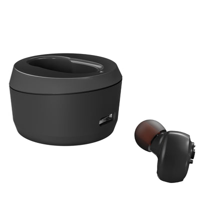 Delmicure VHP-1607 single-ear hearing aid black on white background