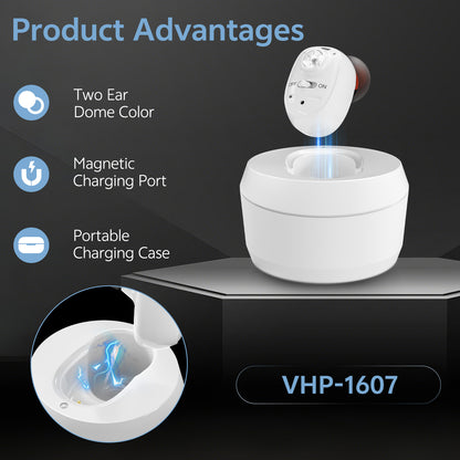 Key features of Delmicure VHP-1607 single-ear hearing aid white